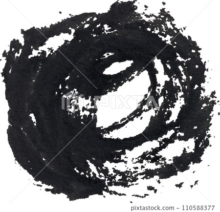 Drawn circle with acrylic paint using a brush on a white isolated background 110588377