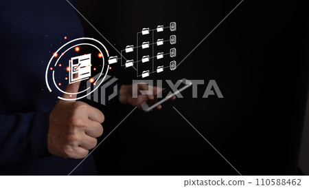 Document Management System DMS, Online document database management, Organization document Organized, automated processes to manage files, ERP enterprise efficient, business technology. 110588462