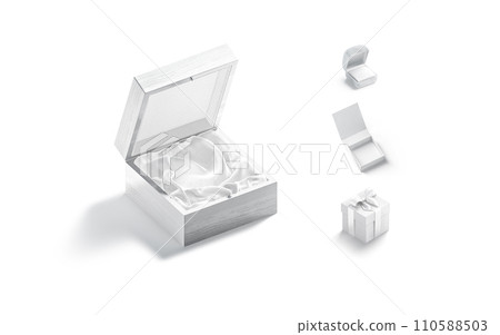 Blank white square gift ring and wood box mockup, isolated Blank white square gift ring and wood box mockup, isolated 110588503