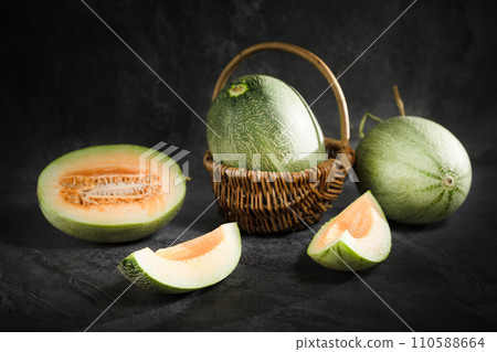 fresh melon on black background 110588664