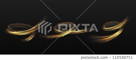 Golden powder and sparks realistic vector illustration set 110589751