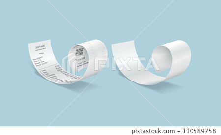 Rolled paper checks realistic vector illustration set Rolled paper checks realistic vector illustration set 110589758