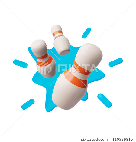 Bowling pins, volumetric 3d vector illustration or icon isolated on white 110589810