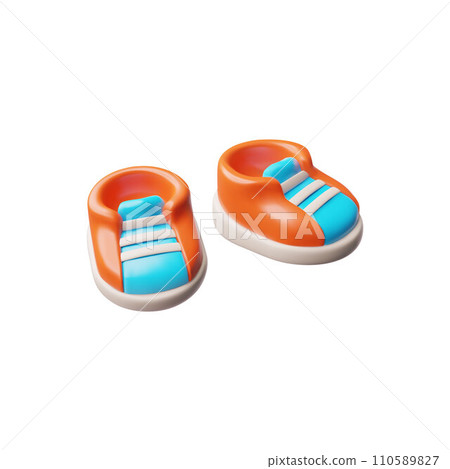 Shoes pair 3d icon, cartoon sporty sneakers, footwear for playing bowling game, casual footwear vector render isolated 110589827