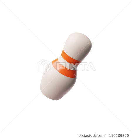 Bowling pin, volumetric 3d vector illustration or icon isolated on white 110589830