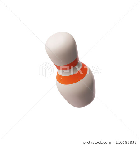 Bowling pin with red stripes 3D icon, realistic vector illustration isolated. Bowling pin with red stripes 3D icon, realistic vector illustration isolated. 110589835