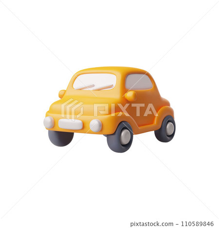 Orange car with windows and headlights realistic 3d vector cartoon automobile plastic vehicle toy, repair transport icon 110589846