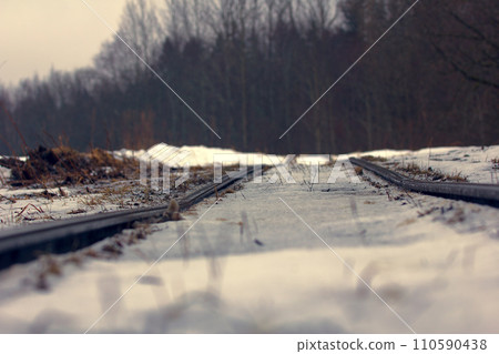 railroad in snow railroad in snow 110590438