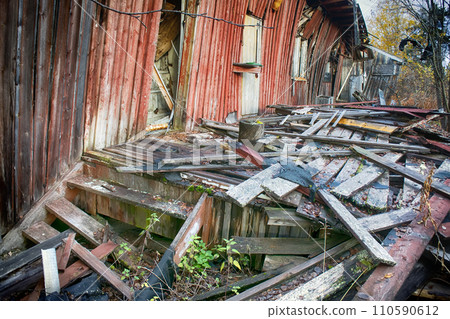 wooden house in old village 110590612