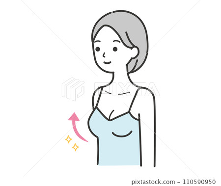 Illustration of a woman with a firm and voluminous bust - simple touch Illustration of a woman with a firm and voluminous bust - simple touch 110590950