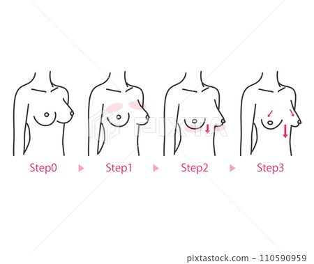 Illustration of changes in bust shape due to aging Simple touch 110590959