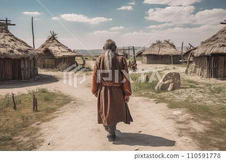 AI-generated content. Mongolian ancient old man. Yurta house. Generate Ai AI-generated content. Mongolian ancient old man. Yurta house. Generate Ai 110591778