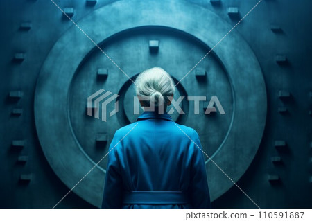 AI-generated content. Modern old woman underground bunker. Blue jumpsuit. Generate Ai AI-generated content. Modern old woman underground bunker. Blue jumpsuit. Generate Ai 110591887
