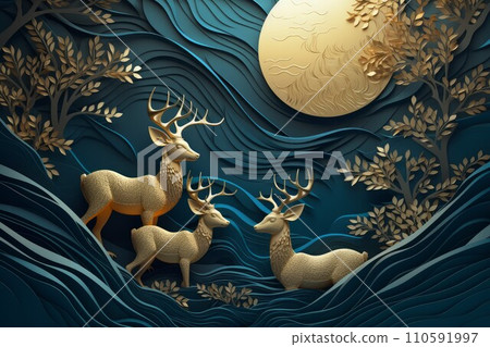 AI-generated content. Modern deer art. Decoration design fashion. Generate Ai AI-generated content. Modern deer art. Decoration design fashion. Generate Ai 110591997