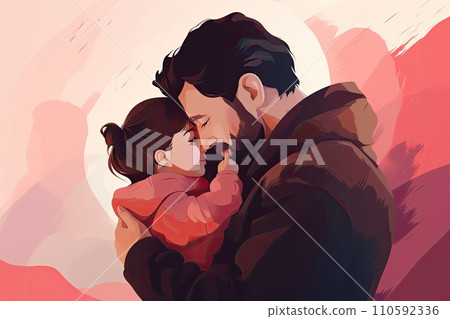AI-generated content. father hug child happy fathers day illustration 110592336