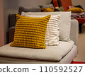 Image of Sofa with colourful pillows in the cozy room 110592527
