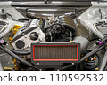 Image of Powerful engine closeup of sports car, motor block inside 110592532