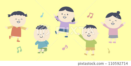 孩子們隨著節奏移動身體的插圖 110592714