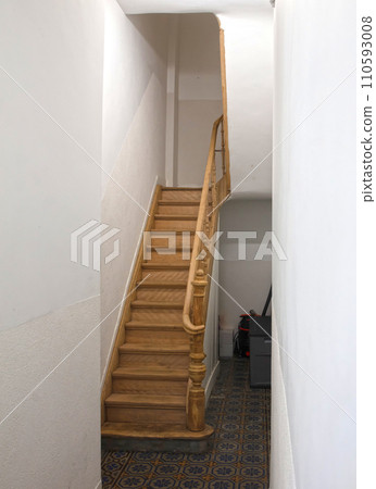 Old wooden staircase in a building in Antwerp 110593008