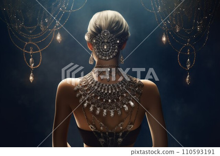 AI-generated content. Jeweler girl jewelry. Fashion glamour. Generate Ai 110593191