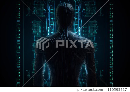 Hacker portrait cybercrime. Spy data. Generate Ai 110593517