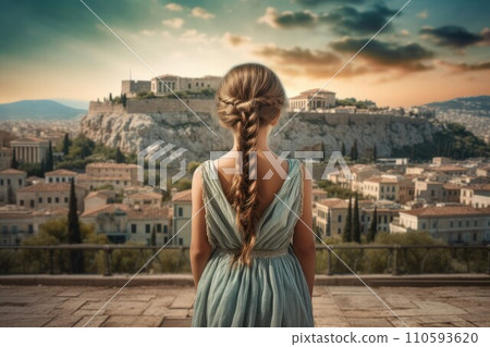 Girl ancient greek city. People old greece. Generate Ai Girl ancient greek city. People old greece. Generate Ai 110593620
