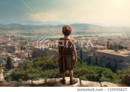 Kid ancient greek city. Tourism history. Generate Ai Kid ancient greek city. Tourism history. Generate Ai 110593627