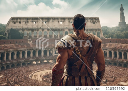 Gladiator warrior. Coliseum roman arena. Generate Ai 110593692