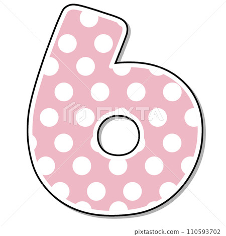 Number 6 pink polka dot for valentine 110593702