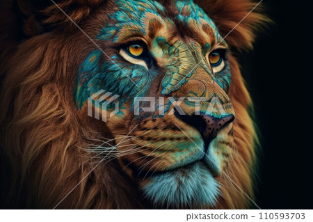 Lion head geometric. Zoo wild cat. Generate Ai Lion head geometric. Zoo wild cat. Generate Ai 110593703