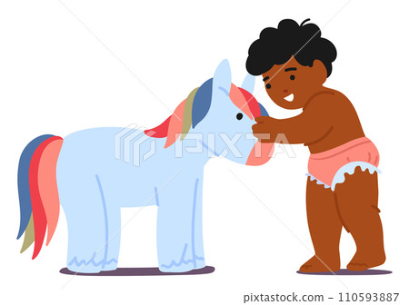 Baby Playing With Toy. Giggles Fill The Air As Tiny Fingers Explore The Velvety Mane And Gentle Eyes Of A Soft Pony Baby Playing With Toy. Giggles Fill The Air As Tiny Fingers Explore The Velvety Mane And Gentle Eyes Of A Soft Pony 110593887