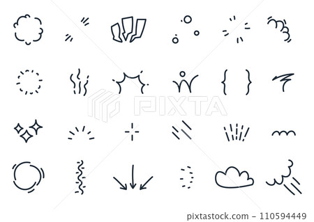 Manga character emotion signs. Doodle comic emotions reflection with different symbols, exclamation and question mark signs. Vector isolated collection 110594449