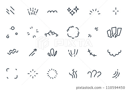 Manga comic expression. Doodle anime comic book emotions, funny doodle strokes and hand drawn exclamation. Vector isolated set 110594450