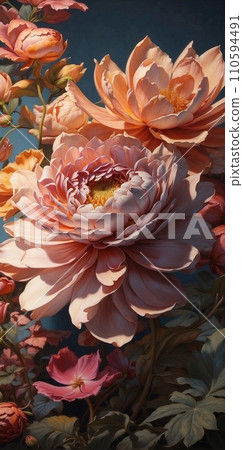 Creative Background with Flowers and Leaves 110594491