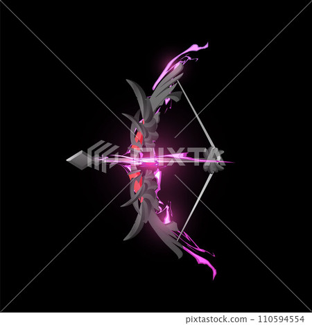 Bow and arrow, bright element for game design, vector illustration on black 110594554