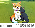 AI-generated content. Happy comic dogs in anime manga style. Lovely mascot pets and adorable friends. Joyful cartoon illustration 110594616