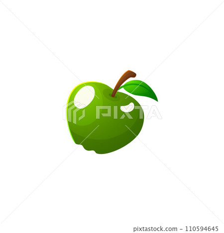 Green apple, simple game icon, cartoon vector illustration isolated on white 110594645