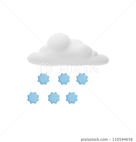 Cloud with snow, volumetric 3d icon, vector illustration isolated on white 110594656