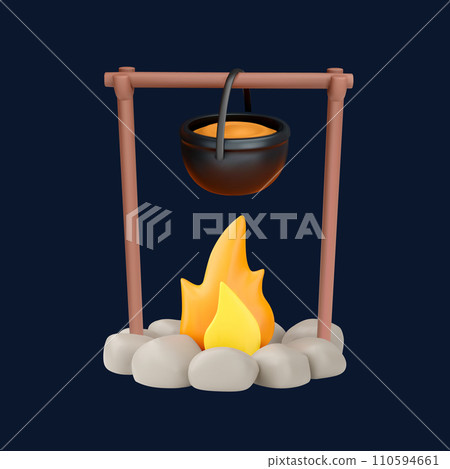 Bonfire, volumetric 3d vector illustration isolated on black background 110594661