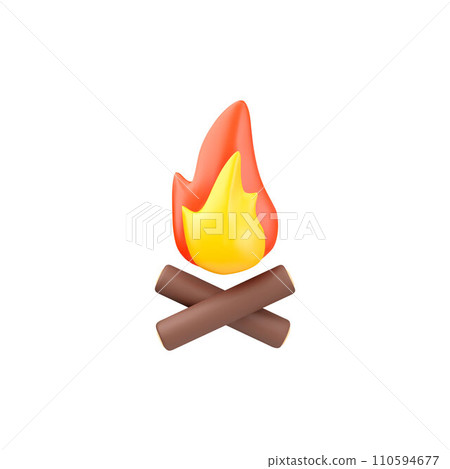 Bonfire, volumetric 3d icon, vector illustration isolated on white 110594677