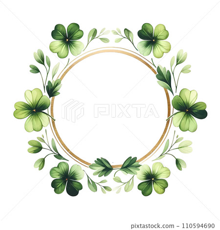 Lucky Charm Monogram Frame St Patrick Day Watercolor 110594690