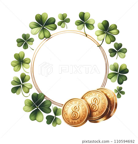 Lucky Charm Monogram Frame St Patrick Day Watercolor 110594692