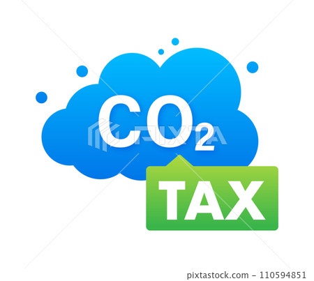 Vibrant vector graphic of a CO2 cloud with a TAX sign, symbolizing carbon tax policies and environmental awareness Vibrant vector graphic of a CO2 cloud with a TAX sign, symbolizing carbon tax policies and environmental awareness 110594851