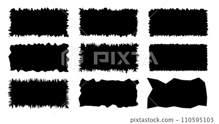 Jagged rectangle. Black simple shape. Rectangle paper template jagged and rough. Jagged rectangle. Black simple shape. Rectangle paper template jagged and rough. 110595103