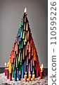 AI-generated content. Generative AI Christmas tree made from melting multicolored crayons 110595226