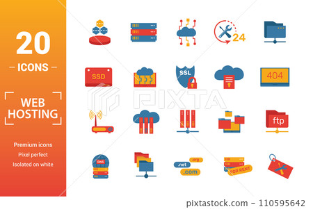 Web Hosting icon set. Include creative elements data structure, cloud technology, ssd, file access, modem icons. Can be used for report, presentation, diagram, web design Web Hosting icon set. Include creative elements data structure, cloud technology, ssd, file access, modem icons. Can be used for report, presentation, diagram, web design 110595642
