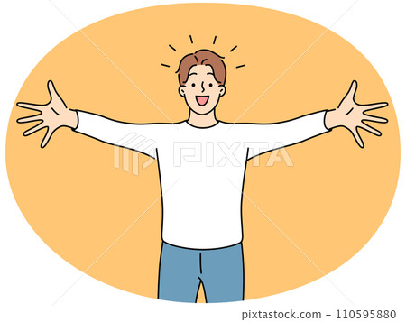 Excited man stretch hands for hug Excited man stretch hands for hug 110595880