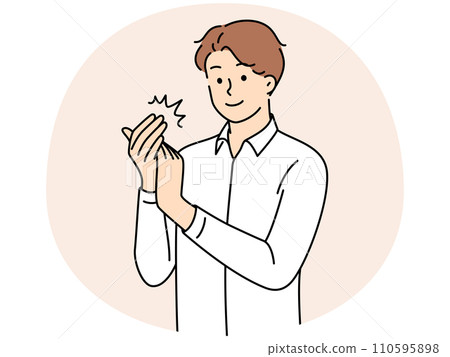 Smiling man clap hands Smiling man clap hands 110595898