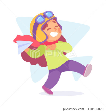 Joyful Boy Dream of Flying Play Paper Plane Toy Vector Illustration Joyful Boy Dream of Flying Play Paper Plane Toy Vector Illustration 110596079