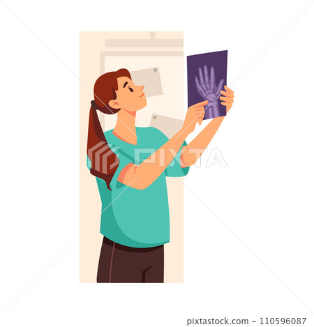 Woman Doctor Character as Professional Hospital Worker with X-ray Vector Illustration 110596087